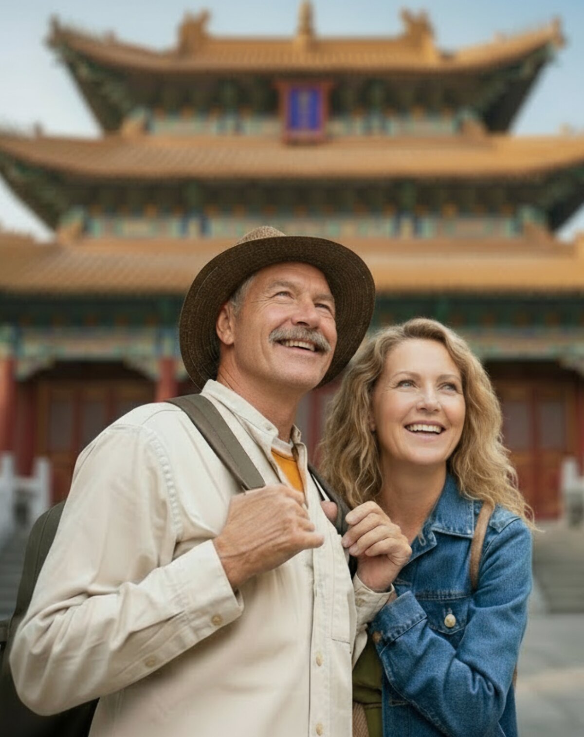 A father and daughter enjoy touring Asia