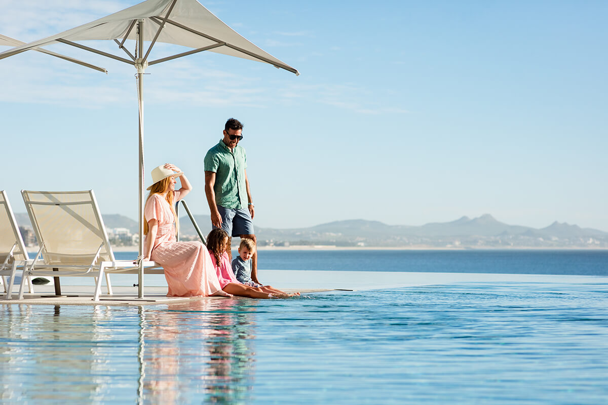 A family at the Beach Club pool