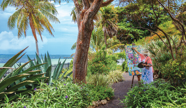Proud artist working outside in the Florida Keys