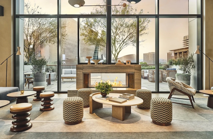 Stylish hotel sitting area with contemporary furnishings