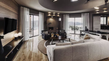 Luxury, 2 Bedroom Villa, Bedroom 1: 1 King, Bedroom 2: 2 Twin, Sofa bed, Sea view, Balcony, at Domes of Elounda, Autograph Collection, Crete 