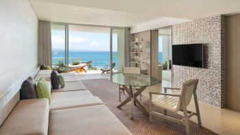 Bedroom 1: 1 King Bed, Ocean View, Marvelous Suite, at W Bali, Seminyak