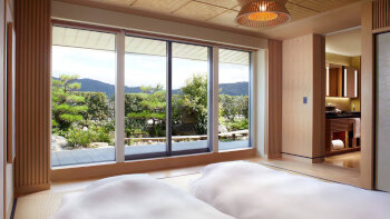 2 Twin Futons, Garden View, Terrace, Tatami Suite, at The Ritz-Carlton, Kyoto