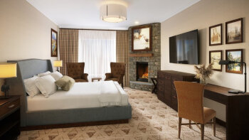 King Rooms: King Fireplace Balcony Room, at The Rusty Parrot Lodge and Spa