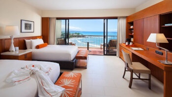 Oceanfront Deluxe - 2 Bed, Guest room, 2 Double, Oceanfront, Main Tower, Balcony, at Mauna Kea Beach Hotel