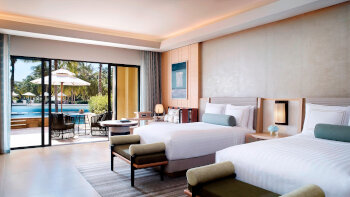 Lagoon Double w/ Jacuzzi, Guest room, 2 Double, Courtyard view, Pool access, Balcony, at The Ritz-Carlton Sanya, Yalong Bay