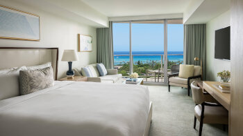 Ocean View Room, Guest room, 1 King, Sofa bed, Balcony, at The Ritz-Carlton Residences, Waikiki Beach