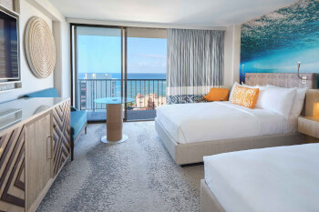 Deluxe Ocean View: 2 Double Beds, at Waikiki Beachcomber by Outrigger