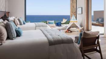 Family Partial Ocean View, Connecting Guest room, Bedroom 1: 1 King, Bedroom 2: 2 Queen(s), at Zadun, a Ritz-Carlton Reserve