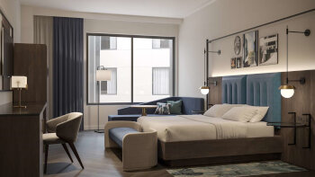 One Bedroom Suite - King and Sofabed- Atrium Gallery Vw-Mobility Roll-In Shower, at The Royal Sonesta Washington DC Capitol Hill