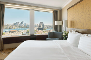 Deluxe Harbour Bridge Room, King Bed, at Shangri-La Hotel Sydney