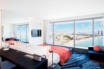 1 King Bed, Mediterranean Sea View, Skyline View, Marvelous Suite, at W Barcelona